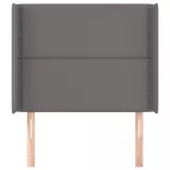 szürke műbőr fejtámla szárnyakkal 103x16x118/128 cm