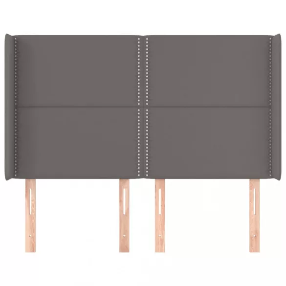 szürke műbőr fejtámla szárnyakkal 147x16x118/128 cm