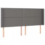 szürke műbőr fejtámla szárnyakkal 203x16x118/128 cm