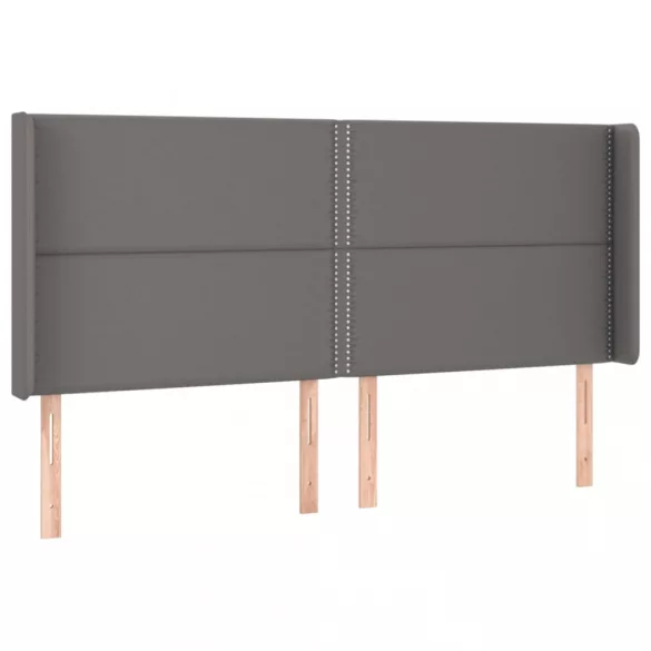 szürke műbőr fejtámla szárnyakkal 203x16x118/128 cm