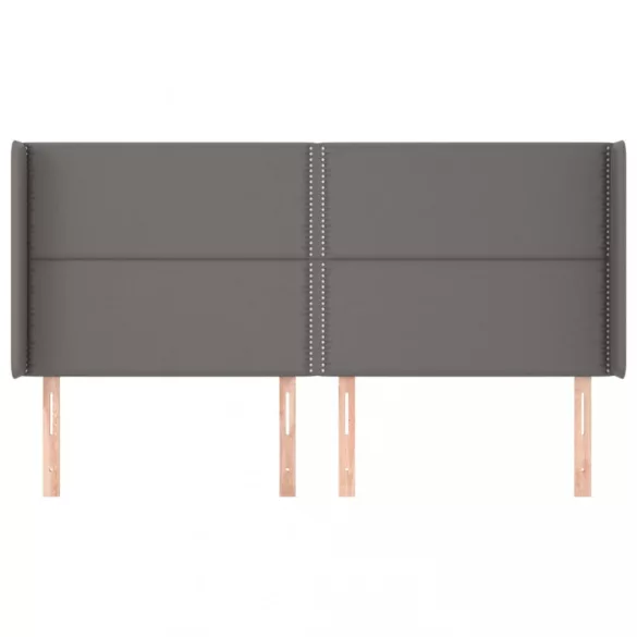 szürke műbőr fejtámla szárnyakkal 203x16x118/128 cm