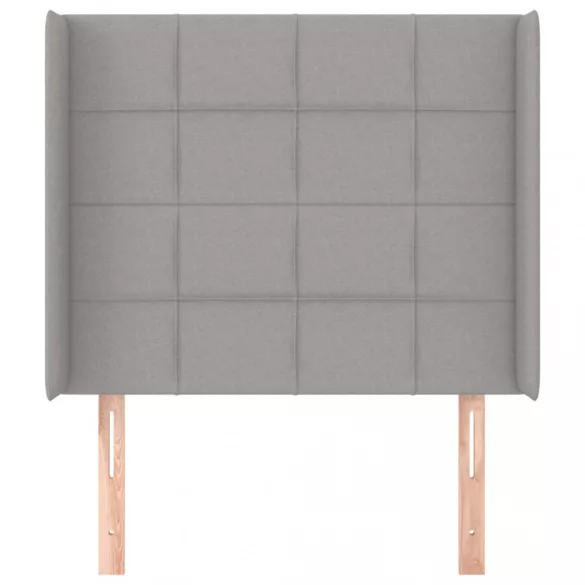 világosszürke szövet fejtámla szárnyakkal 83x16x118/128 cm