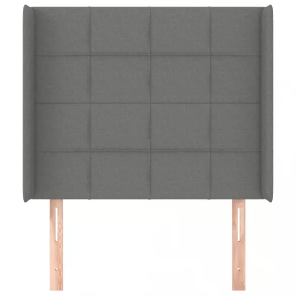 sötétszürke szövet fejtámla szárnyakkal 83x16x118/128 cm