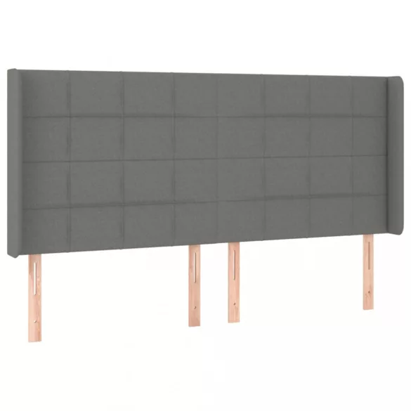 sötétszürke szövet fejtámla szárnyakkal 203x16x118/128 cm