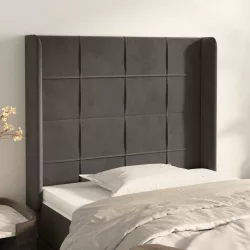   sötétszürke bársony fejtámla szárnyakkal 83x16x118/128 cm