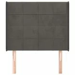 sötétszürke bársony fejtámla szárnyakkal 93x16x118/128 cm