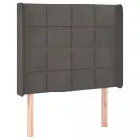 sötétszürke bársony fejtámla szárnyakkal 103x16x118/128 cm