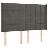 sötétszürke bársony fejtámla szárnyakkal 147x16x118/128 cm