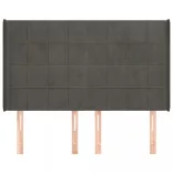 sötétszürke bársony fejtámla szárnyakkal 147x16x118/128 cm