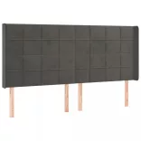 sötétszürke bársony fejtámla szárnyakkal 203x16x118/128 cm