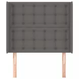 szürke műbőr fejtámla szárnyakkal 93x16x118/128 cm