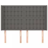 szürke műbőr fejtámla szárnyakkal 147x16x118/128 cm