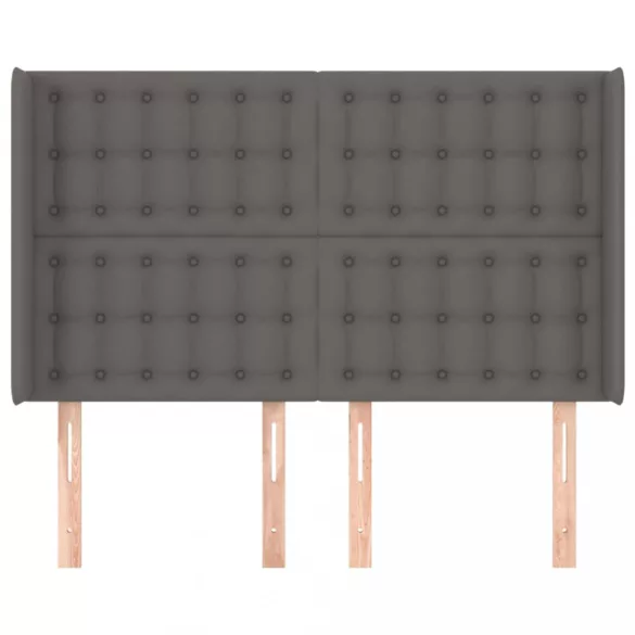 szürke műbőr fejtámla szárnyakkal 147x16x118/128 cm