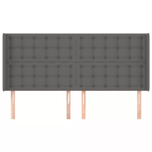 szürke műbőr fejtámla szárnyakkal 163x16x118/128 cm