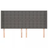 szürke műbőr fejtámla szárnyakkal 183x16x118/128 cm