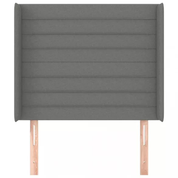 sötétszürke szövet fejtámla szárnyakkal 83x16x118/128 cm