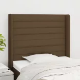 sötétbarna szövet fejtámla szárnyakkal 83x16x118/128 cm
