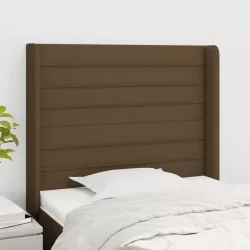 sötétbarna szövet fejtámla szárnyakkal 83x16x118/128 cm
