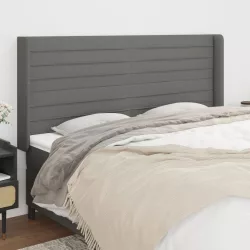   sötétszürke szövet fejtámla szárnyakkal 163x16x118/128 cm