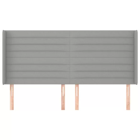 világosszürke szövet fejtámla szárnyakkal 183x16x118/128 cm