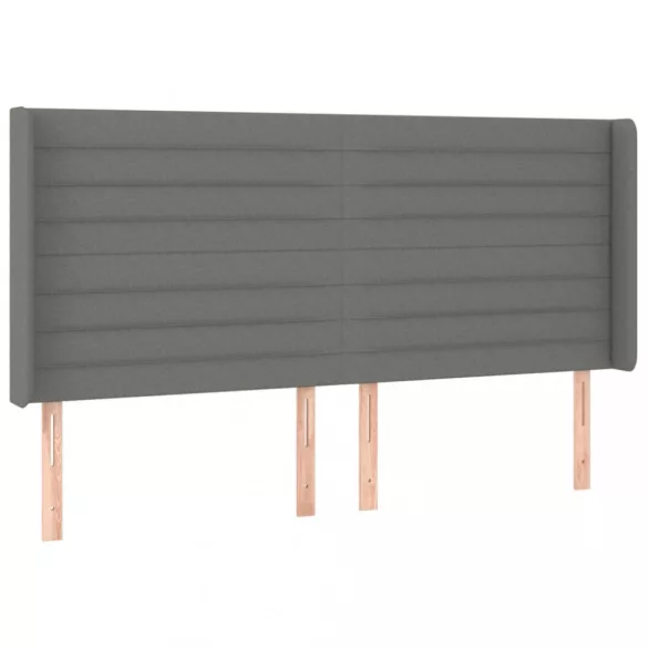 sötétszürke szövet fejtámla szárnyakkal 203x16x118/128 cm