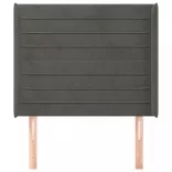 sötétszürke bársony fejtámla szárnyakkal 103x16x118/128 cm