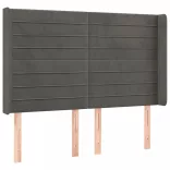 sötétszürke bársony fejtámla szárnyakkal 147x16x118/128 cm