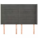 sötétszürke bársony fejtámla szárnyakkal 147x16x118/128 cm