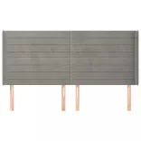 világosszürke bársony fejtámla szárnyakkal 163x16x118/128 cm