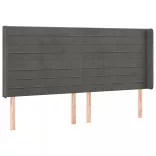 sötétszürke bársony fejtámla szárnyakkal 203x16x118/128 cm