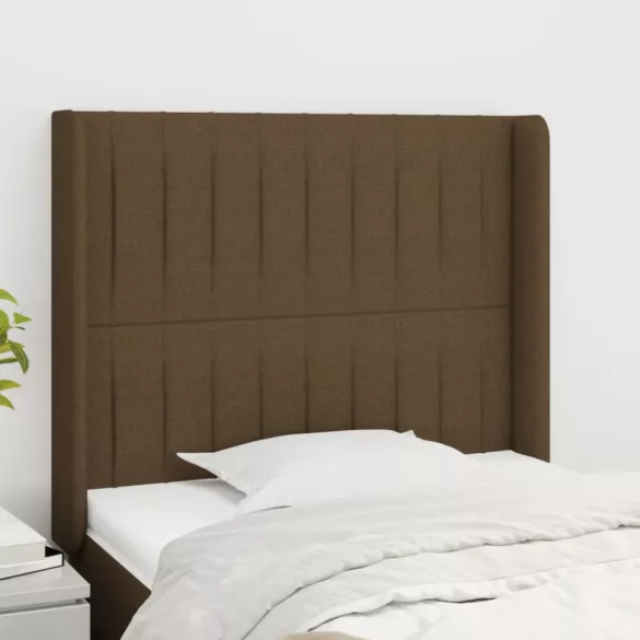 sötétbarna szövet fejtámla szárnyakkal 83x16x118/128 cm
