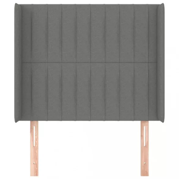 sötétszürke szövet fejtámla szárnyakkal 93x16x118/128 cm