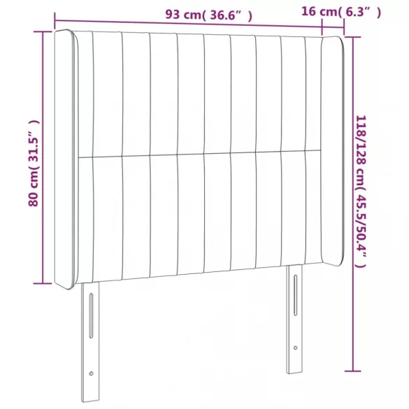 sötétbarna szövet fejtámla szárnyakkal 93x16x118/128 cm