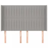 világosszürke szövet fejtámla szárnyakkal 147x16x118/128 cm