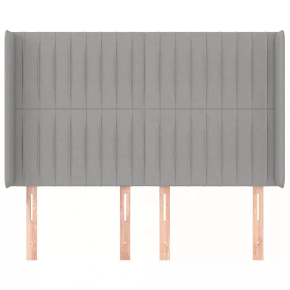 világosszürke szövet fejtámla szárnyakkal 147x16x118/128 cm