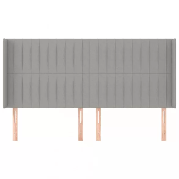 világosszürke szövet fejtámla szárnyakkal 163x16x118/128 cm