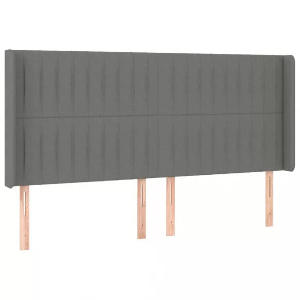 sötétszürke szövet fejtámla szárnyakkal 203x16x118/128 cm