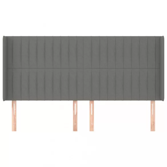 sötétszürke szövet fejtámla szárnyakkal 203x16x118/128 cm