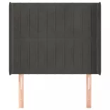 sötétszürke bársony fejtámla szárnyakkal 93x16x118/128 cm