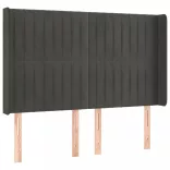 sötétszürke bársony fejtámla szárnyakkal 147x16x118/128 cm