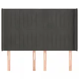 sötétszürke bársony fejtámla szárnyakkal 147x16x118/128 cm