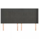 sötétszürke bársony fejtámla szárnyakkal 163x16x118/128 cm