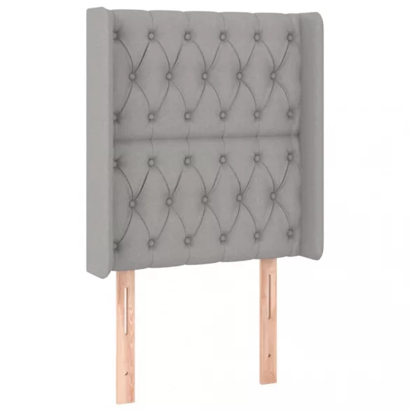 világosszürke szövet fejtámla szárnyakkal 83x16x118/128 cm