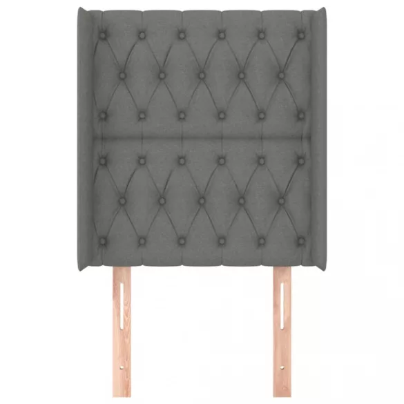 sötétszürke szövet fejtámla szárnyakkal 83x16x118/128 cm