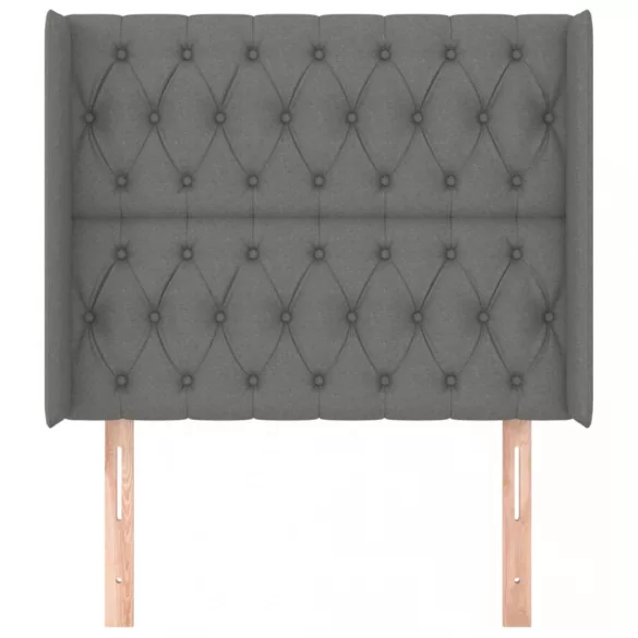 sötétszürke szövet fejtámla szárnyakkal 93x16x118/128 cm