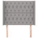 világosszürke szövet fejtámla szárnyakkal 103x16x118/128 cm