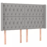 világosszürke szövet fejtámla szárnyakkal 147x16x118/128 cm