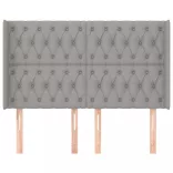 világosszürke szövet fejtámla szárnyakkal 147x16x118/128 cm