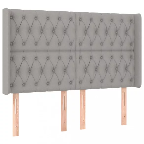 világosszürke szövet fejtámla szárnyakkal 163x16x118/128 cm