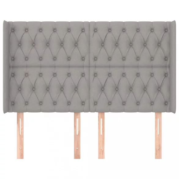 világosszürke szövet fejtámla szárnyakkal 163x16x118/128 cm